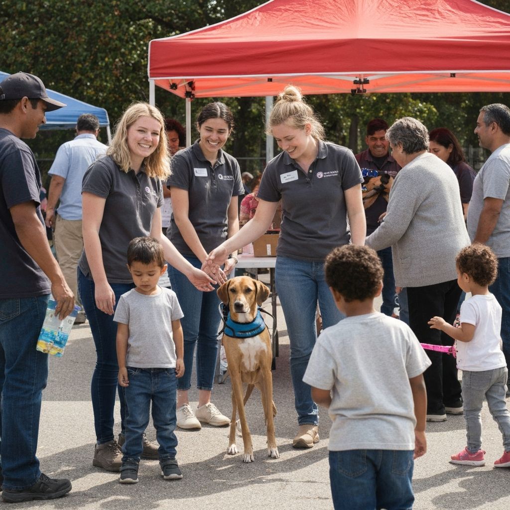 Volunteers helping at community event